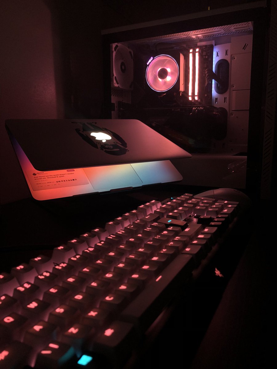 freya_nimation's tweet photo. On Mondays we make our PC pink #pc #pcsetup #rgblights #rendersetup https://t.co/qXXboSLID7