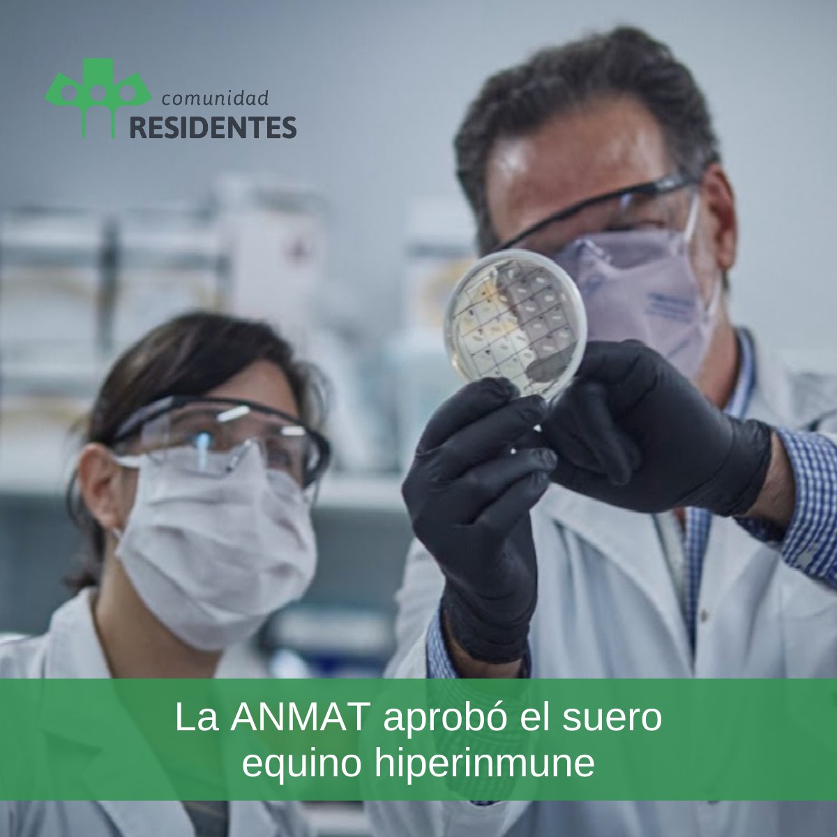 La Administración Nacional de Medicamentos, Alimentos y Tecnología Médica (<a href="/ANMATSalud/">ANMAT</a>) aprobó el tratamiento para pacientes adultos con enfermedad moderada a severa de COVID-19.

Fuente: argentina.gob.ar
 
#ComunidadResidentes 👨‍⚕️👩‍⚕️ #ResidentesArg
#SueroEquino #covid19