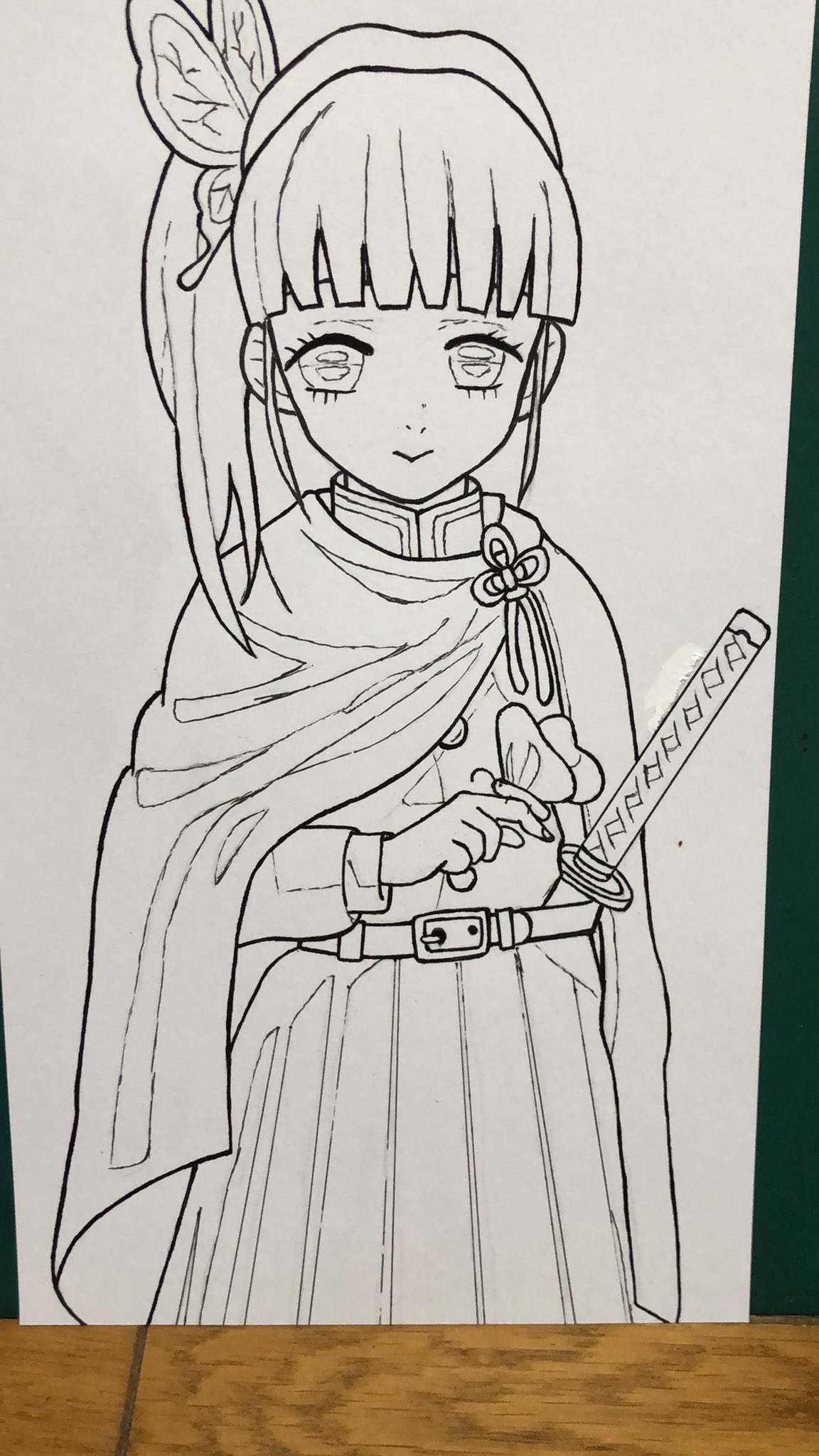 ひろあき 栗花落カナヲ 冨岡義勇 子供用 ぬりえ用 イラスト 手描き 鬼滅 鬼滅の刃絵描きさんと繋がりたい イラスト好きな人と繋がりたい 画用紙 ミニキャラ 5歳児用に写し絵で描いた冨岡さんと7歳児用に写し絵で描いたカナヲちゃん 早く作って