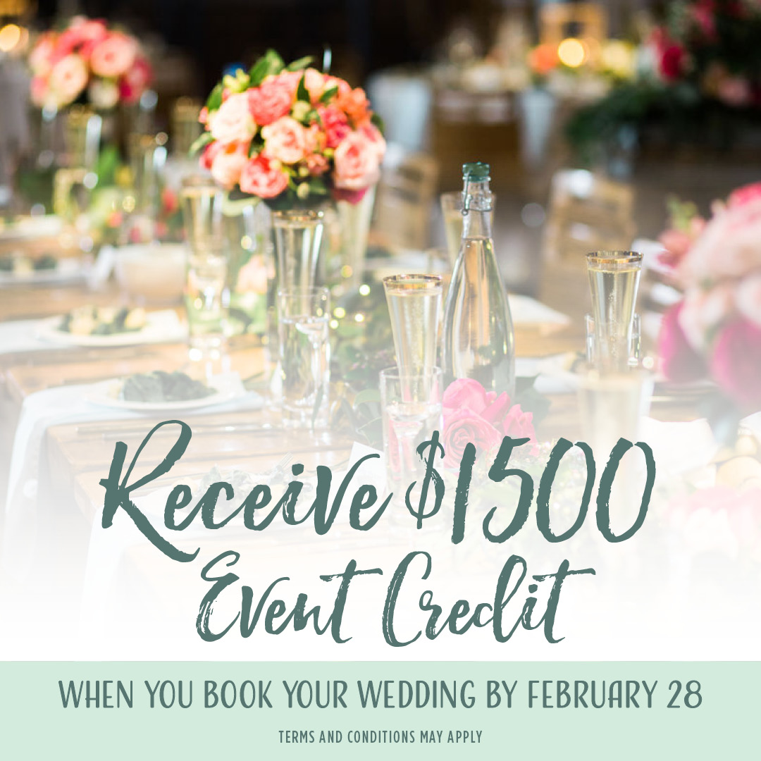 We’re now offering safety conscious tours of our space! Book a tour today to see what we can do to make your wedding dreams come true in 2021 &amp; receive this amazing event credit if you pick a date for your big day! Book your tour here: bit.ly/weddingscwatl