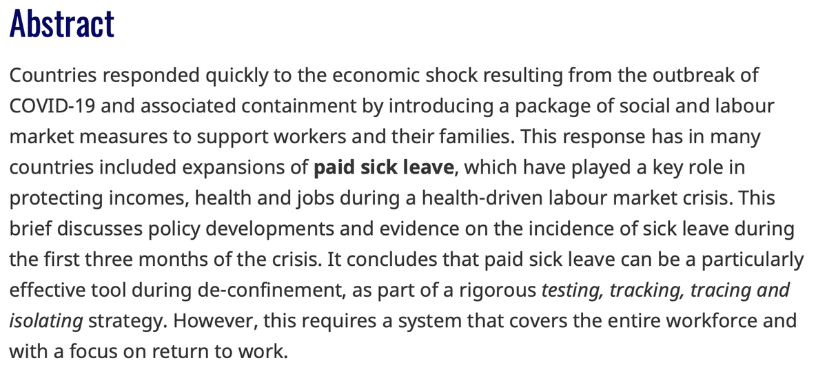 An  @OECD review showed paid sick leave is important well beyond its core function to protect sick workers during a health pandemic and subsequent economic crisis.14/ https://www.oecd.org/coronavirus/policy-responses/paid-sick-leave-to-protect-income-health-and-jobs-through-the-covid-19-crisis-a9e1a154/