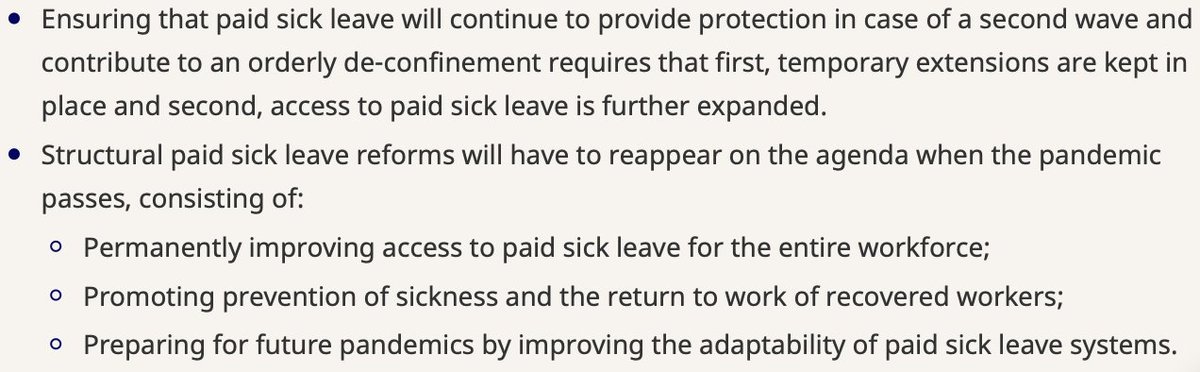 An  @OECD review showed paid sick leave is important well beyond its core function to protect sick workers during a health pandemic and subsequent economic crisis.14/ https://www.oecd.org/coronavirus/policy-responses/paid-sick-leave-to-protect-income-health-and-jobs-through-the-covid-19-crisis-a9e1a154/