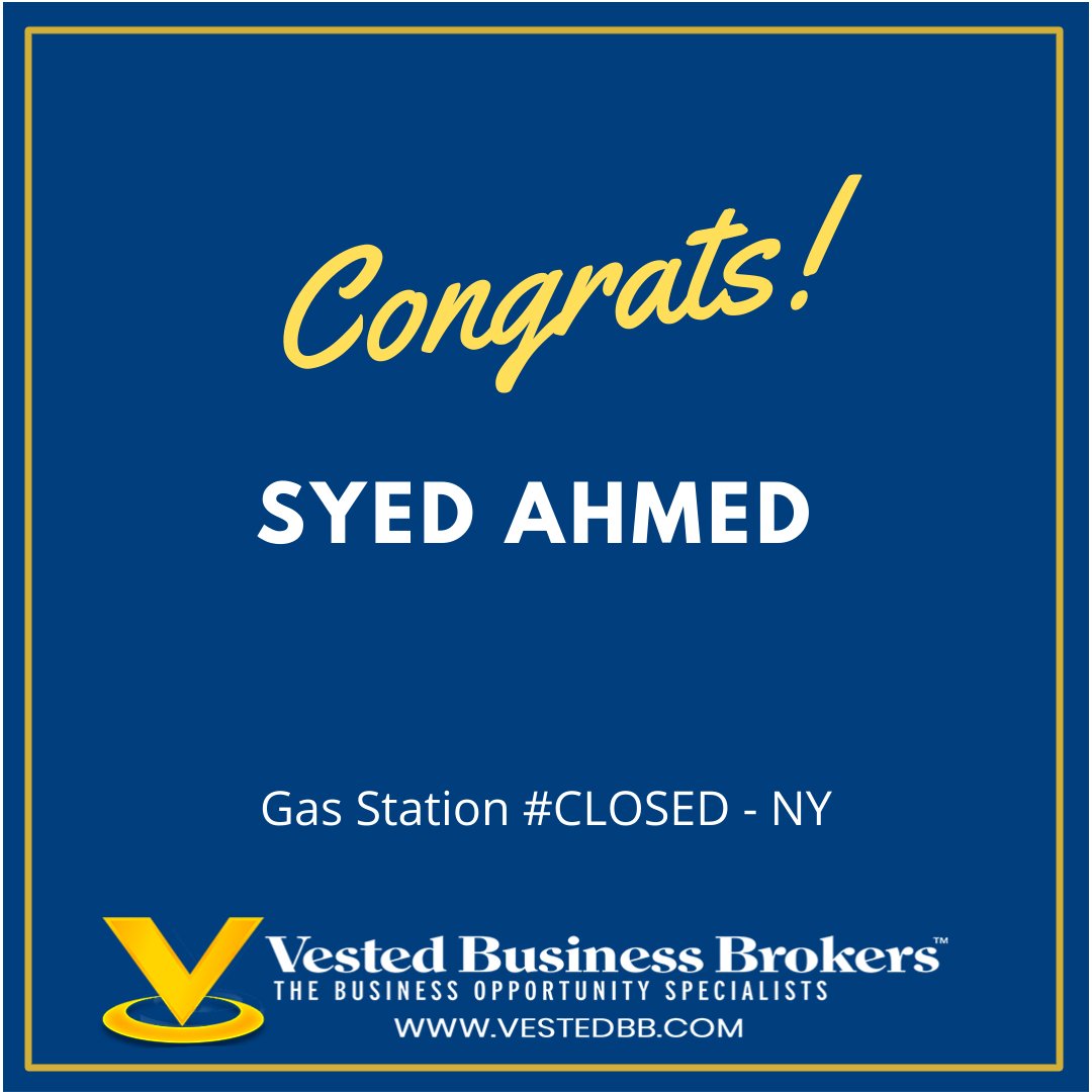 Vestedbb's tweet image. Vested Business Brokers closes another deal!  🎉

Congrats Syed Ahmed on closing a NY gas station. Keep up the fantastic work! #vested #closed #congrats 

vestedbb.com