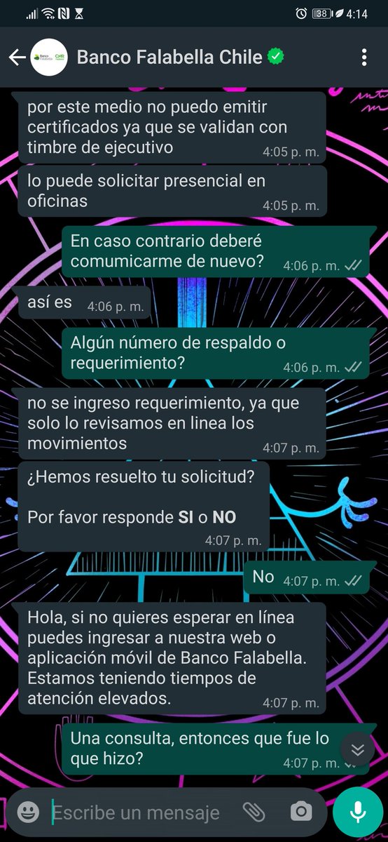 legadoone's tweet photo. Esta es la atención que da @Banco_Falabella  ante problemas con sus servicios? @SERNAC https://t.co/QCaWChKjTI