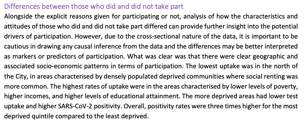 An additional benefit of providing proper support for isolation is that it means people are less likely to be 'scared' of getting tested or giving contacts.Not being able to 'afford' a positive test was a key factor which limited test uptake in the Liverpool testing pilot.20/