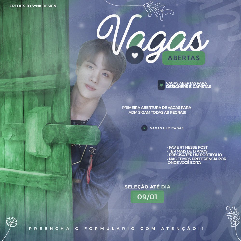 Hughugdsg's tweet photo. [🌱] VAGAS ABERTAS 

• Preencha o formulário com atenção!
• Vagas ilimitadas
• vagas para >designers< e >capistas<

[📎] https://t.co/HwB6eOFXnT https://t.co/0LyQJRWUkA