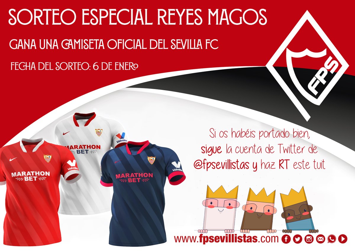 ¡#Sorteo a la vista solo para Sevillistas que se hayan portado bien este año! Sigue la cuenta de Twitter de la <a href="/fpsevillistas/">F. Peñas Sevillistas</a> y RT este tuit🔁.
El 6 de enero sabremos a qué sevillista van a premiar los #ReyesMagos con una camiseta oficial del <a href="/SevillaFC/">Sevilla Fútbol Club</a> 
♦️👑👑👑♦️