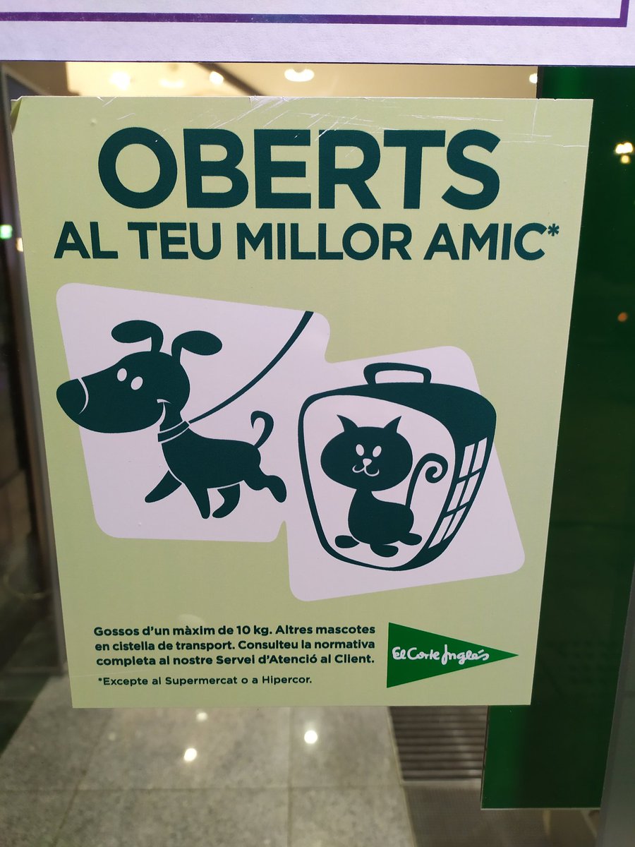 ImarPena's tweet photo. @elcorteingles Doncs el meu millor amic no ha pogut entrar perquè pesa 30kg i n'estic molt segur que està molt més ben educat dels que si deixeu entrar i no només parlo d'animals. #discriminació #nototssonigual https://t.co/3zUYUVU0IM