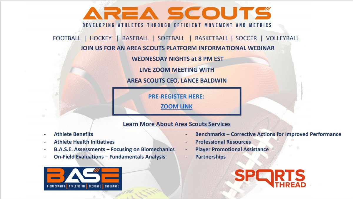 Weekly zoom webinar hosted by AAU Baseball partner, Area Scouts. Relax at home and join a Wednesday Zoom Webinar to learn all about how Area Scouts can supplement you team/club training programs. neaaubaseball.org/area-scouts