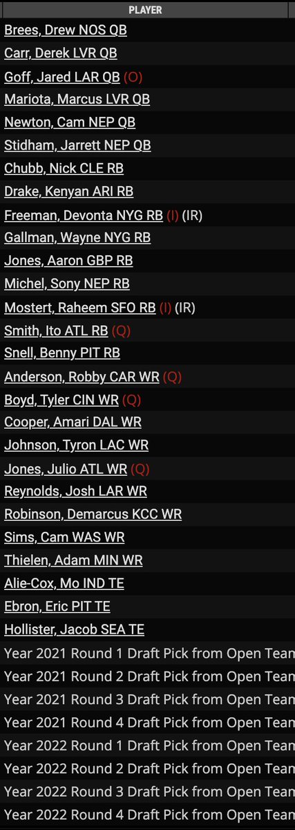 Another orphan in a #StarWars themed dynasty league. 2021 and 2022 due up front ($210 total). Team finished 3rd in the regular season VP standings and has all 2021 picks. 14 team SF, TE premium (tiered PPR). 5 FLEX (10 starters) @MyFantasyLeague