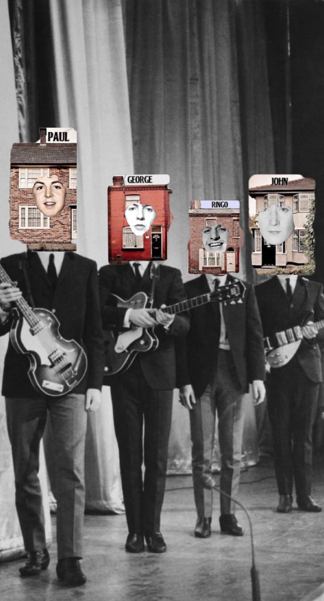 loveoflennon's tweet photo. The Beatles as their childhood homes. 
Btw this was meant to be a weird post (: https://t.co/a6qWmnLeZb
