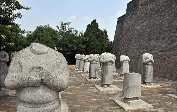 9/ A statue of Peroz is known to stand among the statues of "61 foreign officials" at the Qianling Mausoleum where Emperor Gaozu of Tang is interred. This statue, which once had long curly hair and a Parthian moustache, could belong to Peroz or his son Narsieh.