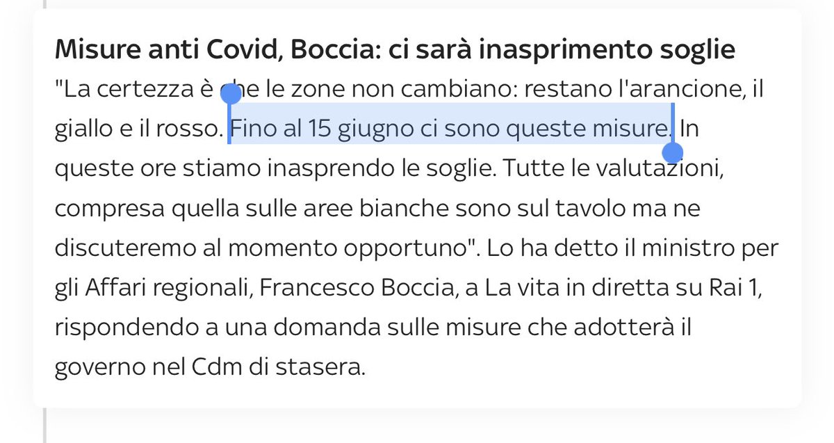 valy_s's tweet photo. #Covid19
#Boccia “Le zone colorate RESTANO FINO AL 15 GIUGNO”
Quindi ben 6 mesi (almeno) di questo regime basato su dati A-scientifici, misure inventate, chiusure senza senso e che variano a seconda degli umori o di quanto POLITICAMENTE conviene al mantenimento della poltrona. https://t.co/UYWX7LmcTi