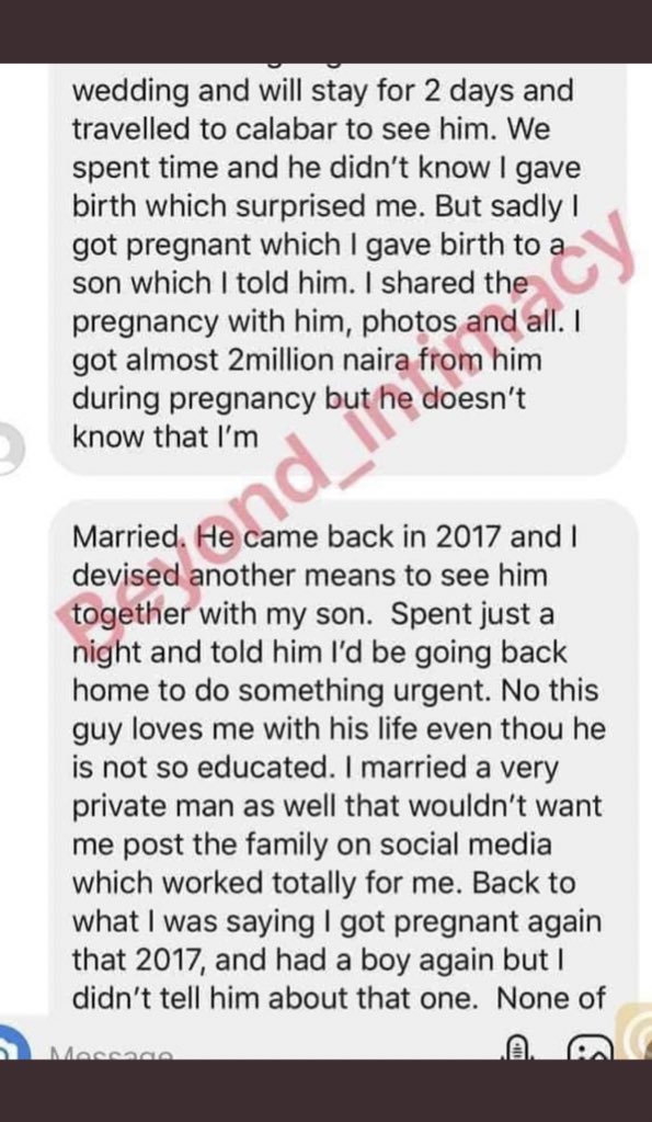 12.Summary:She gave birth to 4 kids, 2 for two different men.One who is her husband is in Nigeria with her while the other one is in the abroad....!!!Omooo!!!