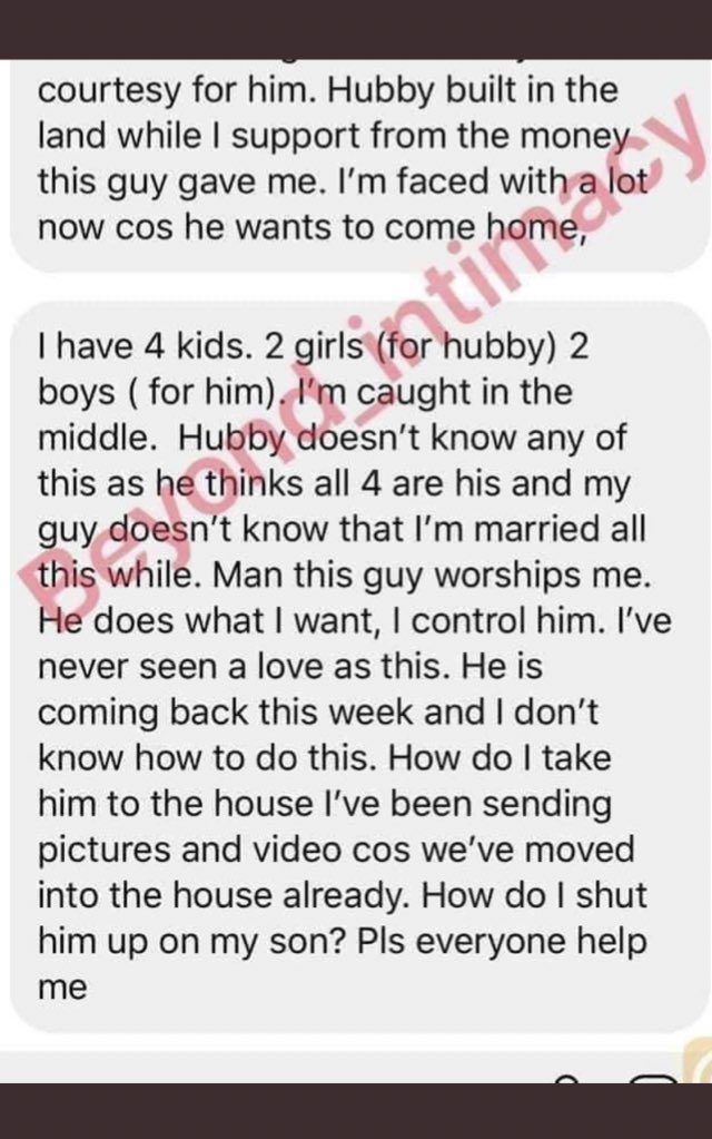 12.Summary:She gave birth to 4 kids, 2 for two different men.One who is her husband is in Nigeria with her while the other one is in the abroad....!!!Omooo!!!