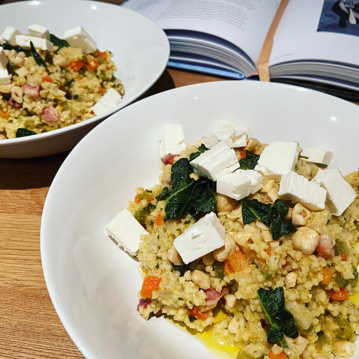 Nichola_Barron's tweet photo. Millet risotto with pancetta and sage butter. This is the first recipe Iโve tried from #SaltandTime and the first time Iโve cooked with millet.
#risotto #millet #sagebutter #russianrecipes #russiancookery #homecook #newrecipe #whatsfordinner #wholegrain https://t.co/iuME2hVzgU