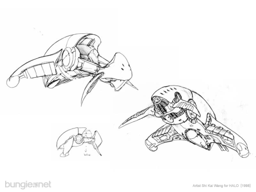 The very first thing I remember concepting was the  #haloghost. Marcus  @game_fabricator had asked me to take a stab at refining the design. He had already mocked something up in prototype when I got to  @Bungie. It wasn't too different from this