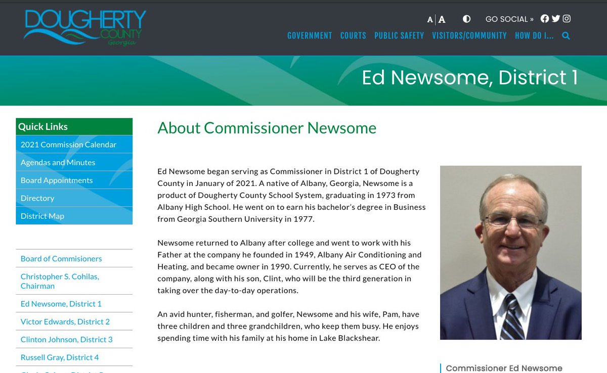 1doughertycoga's tweet photo. Dougherty County District 1 Citizens! Get to know your new Commissioner, Ed Newsome, by visiting https://t.co/mN2ibDakR0 #DoCoDistrict1 #FirstDayofService https://t.co/JL3vvYtV8p