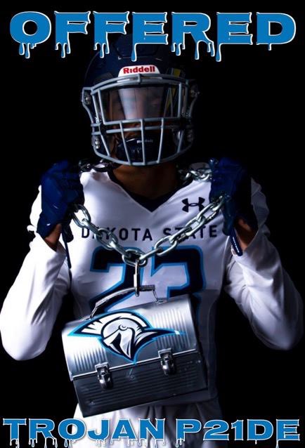 collinblack53's tweet photo. I'm excited to announce I have received an Official Offer to continue my Academic &amp; Athletic career at Dakota State University. Thank You for believing in me enough to make me this offer! GO TROJANS @CoachKibbie @DakSt8Football @DSUFootball https://t.co/vIDJ6xVII9