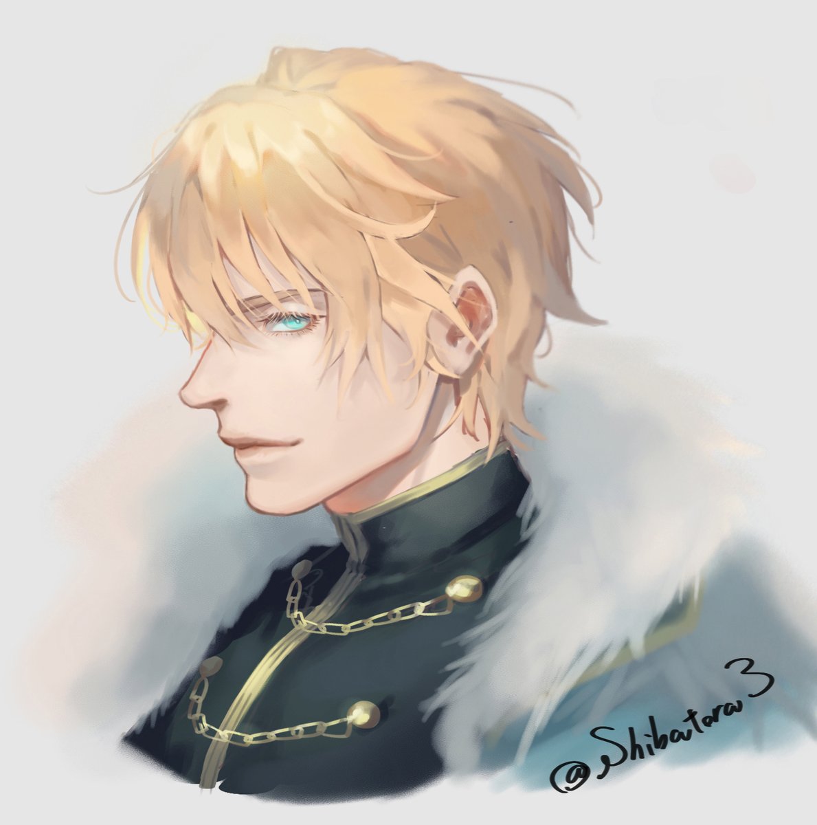 gawain (fate) 1boy male focus blonde hair solo blue eyes fur trim cape  illustration images