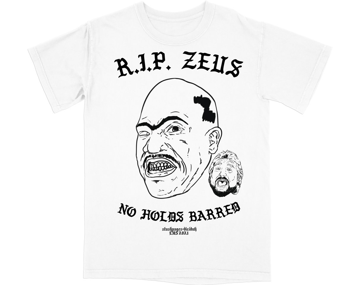 R.I.P. ZEUS T-shirt
art by @dividuh 
available now (ships by 1/15/20)
stashpag.es/collections/st…