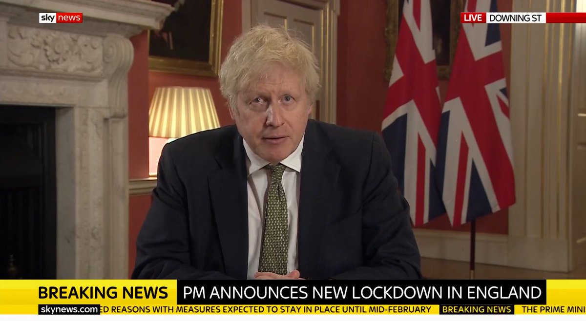 ⭕ #ALERTA 

TERCERA CUARENTENA NACIONAL EN REINO UNIDO

"El gobierno te está ordenando una vez más que te quedes en casa": la medida fue anunciada por el primer ministro Boris Johnson en respuesta al crecimiento de contagios originado por la nueva variante del COVID-19