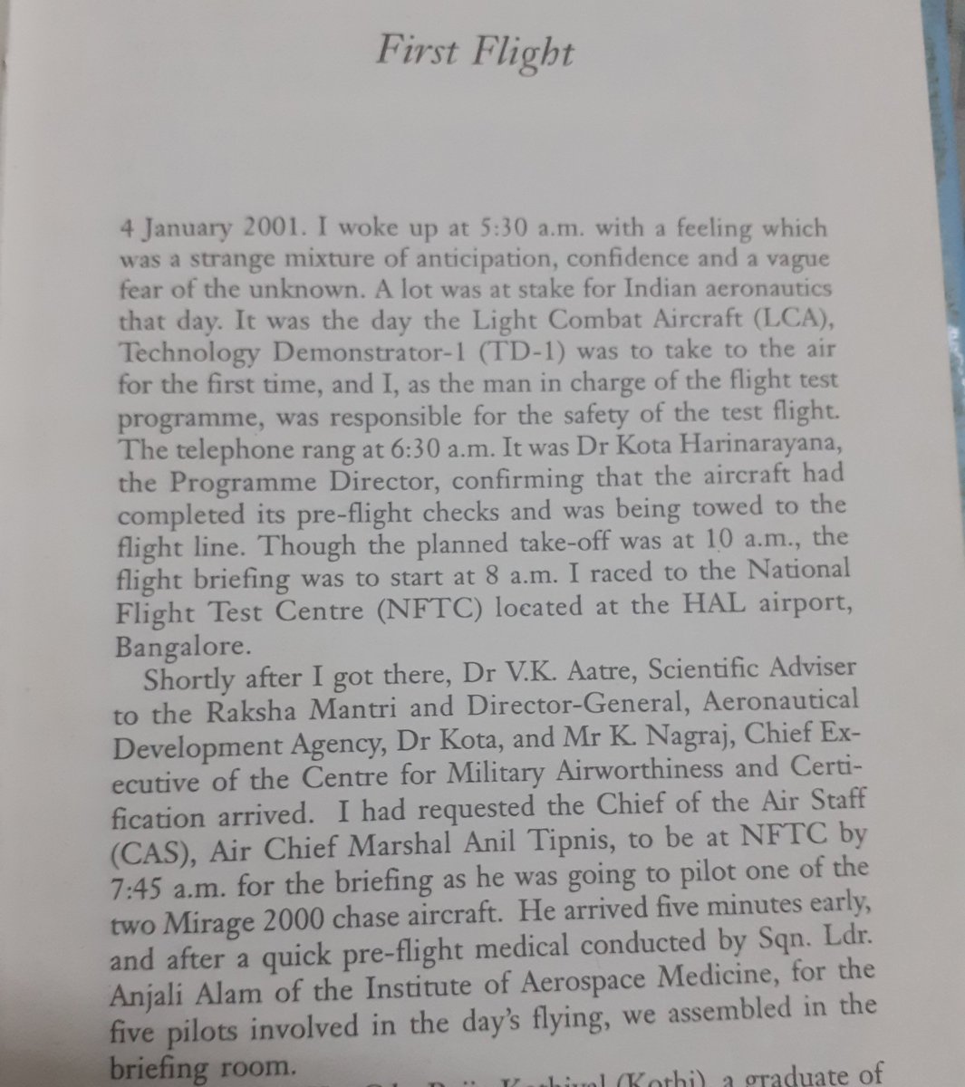 On the occasion of 20th anniversary of Tejas LCA's first flight, here are some interesting tidbits about the first flight from AM P Rajkumar's book The Tejas Story for all Tejas fans.4 Jan 2001 was a nervous day for the entire Indian Aviation Community for obvious reasons. 1/n