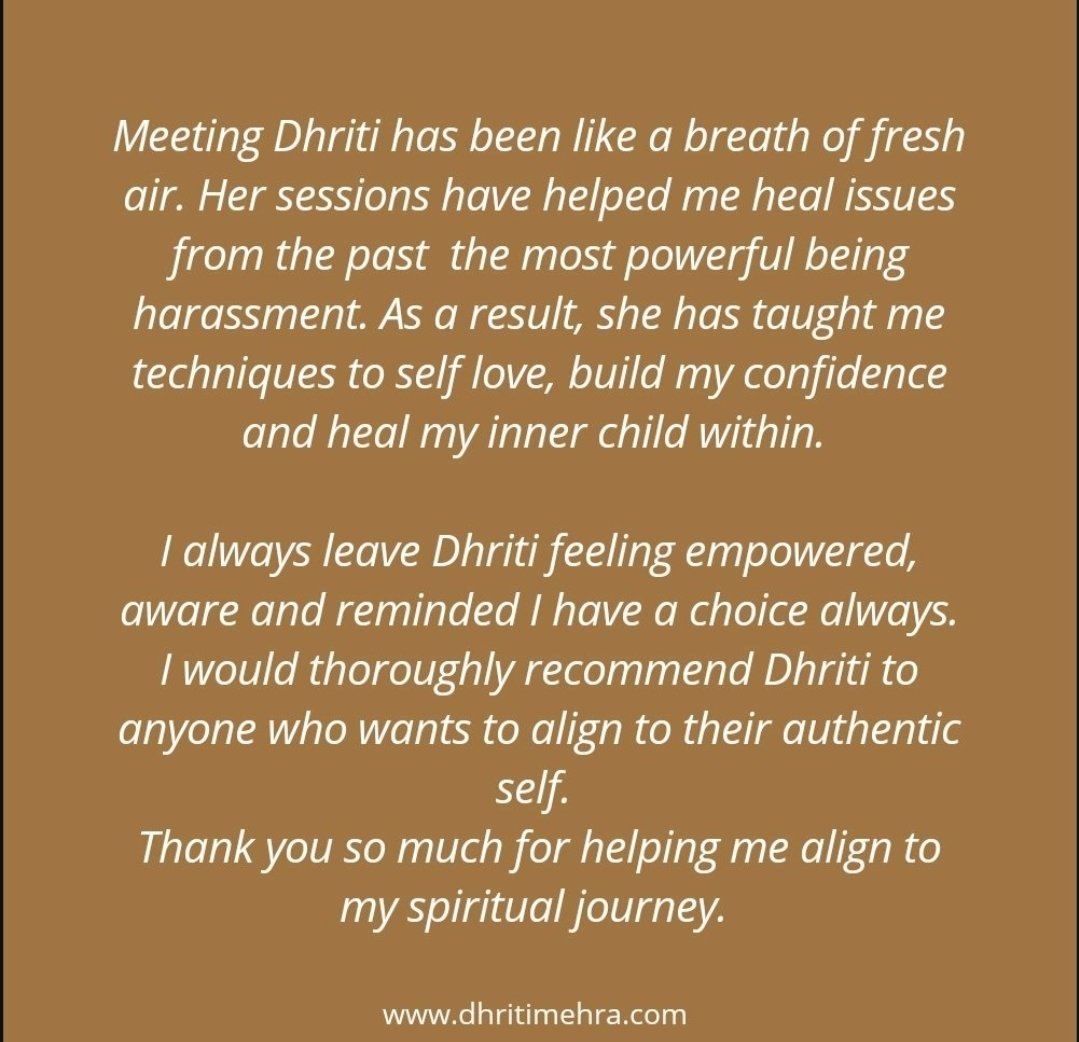 DhritiMehra's tweet photo. Client #testimonial for #Psychic  #Intuitive Readings &amp; #Spiritualguidance and #mentoring. #clienttestimonial #recommendation #clientexperience #empowering #timeisnow #spiritualguidance #intuitivereadings #homeopathy #stress #lifepurpose #change #evolutioninconsciousness https://t.co/cTqRVZvzHA