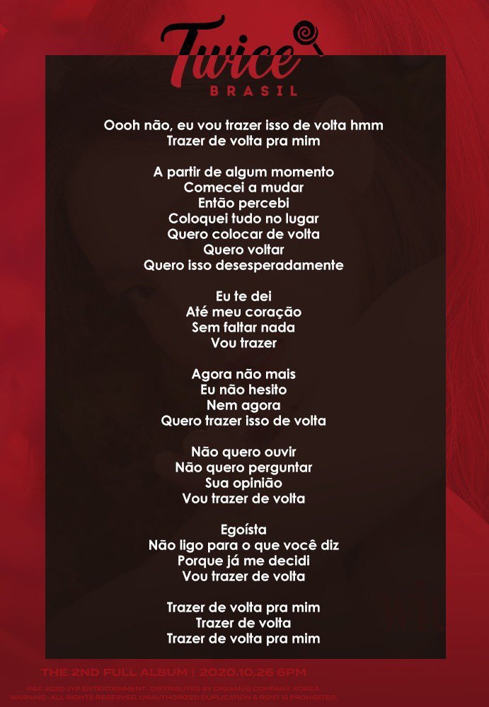 TWICE (NO) Brasil  Zone & Masterpiece on X: 🗣 Tradução da letra