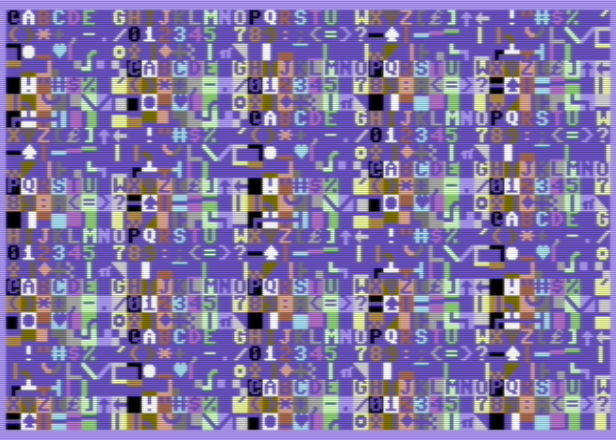 GamesAwful's tweet photo. This screenshot may not seem like much but this represents me finally packing the C64 charset into a binary and unpacking it into high memory without everything dying! Can now easily repeat this for custom chars, sprites and code and get on with the fun bits! #c64 #c64dev https://t.co/nMbBR1bdUl