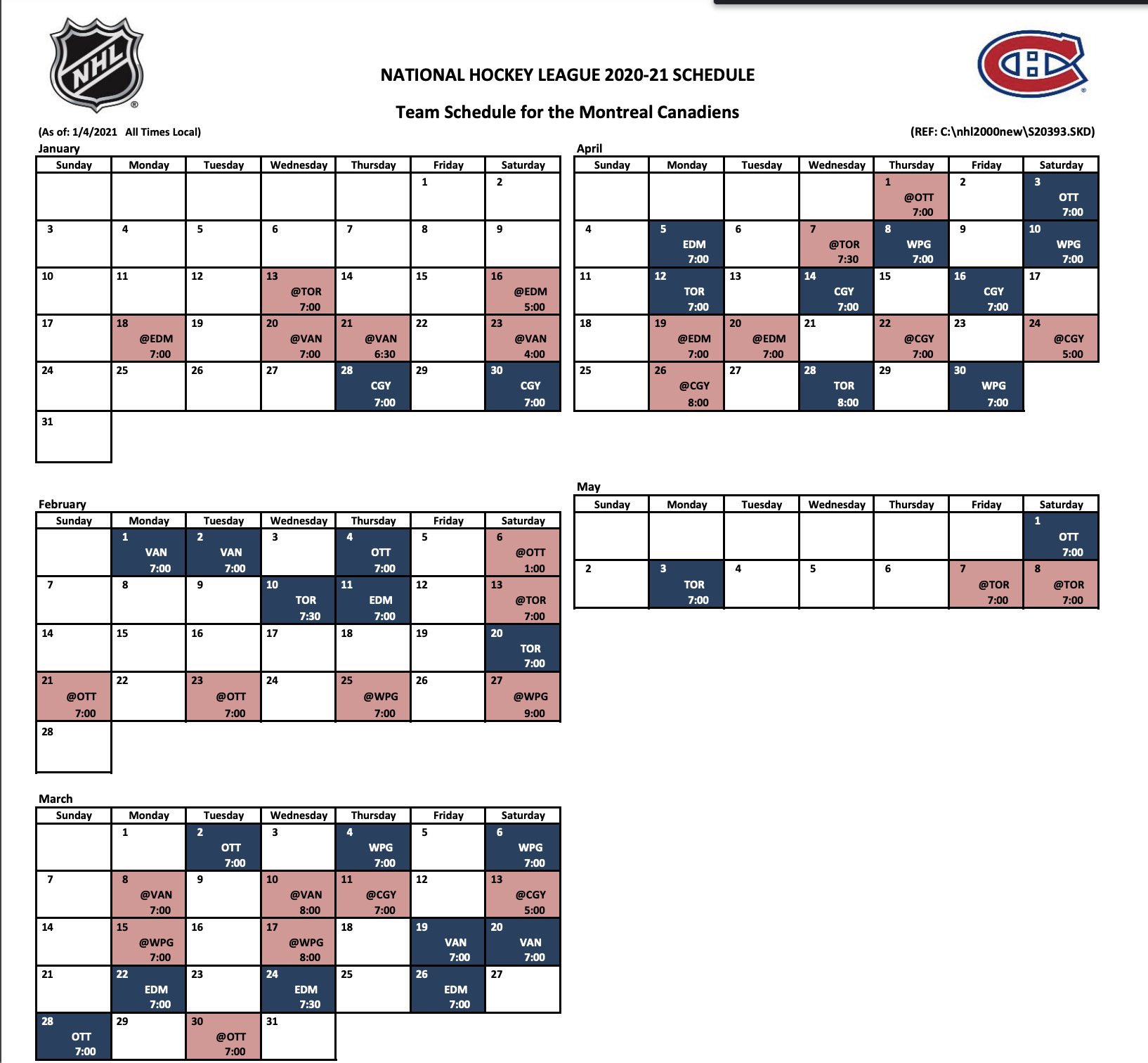 HF Habs 2021 Montreal Canadiens Training Camp (Roster & Schedule