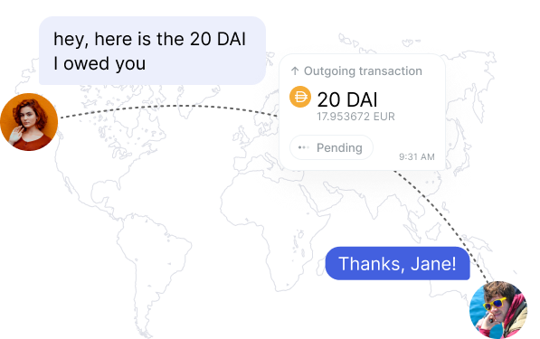 Podés mandar mensajes privados 1:1, mensajes grupales y hasta crear grupos abiertos pero siempre en total anonimato y privacidad.  También podés enviar pagos a tus contactos.