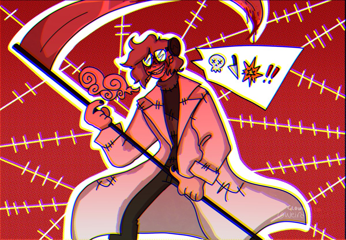 did an art collab with my main man freeman @weirdopponent of the doctor guy from the funny show! i did the sketch and colors, they did the lineart, bg, and fx! #souleater