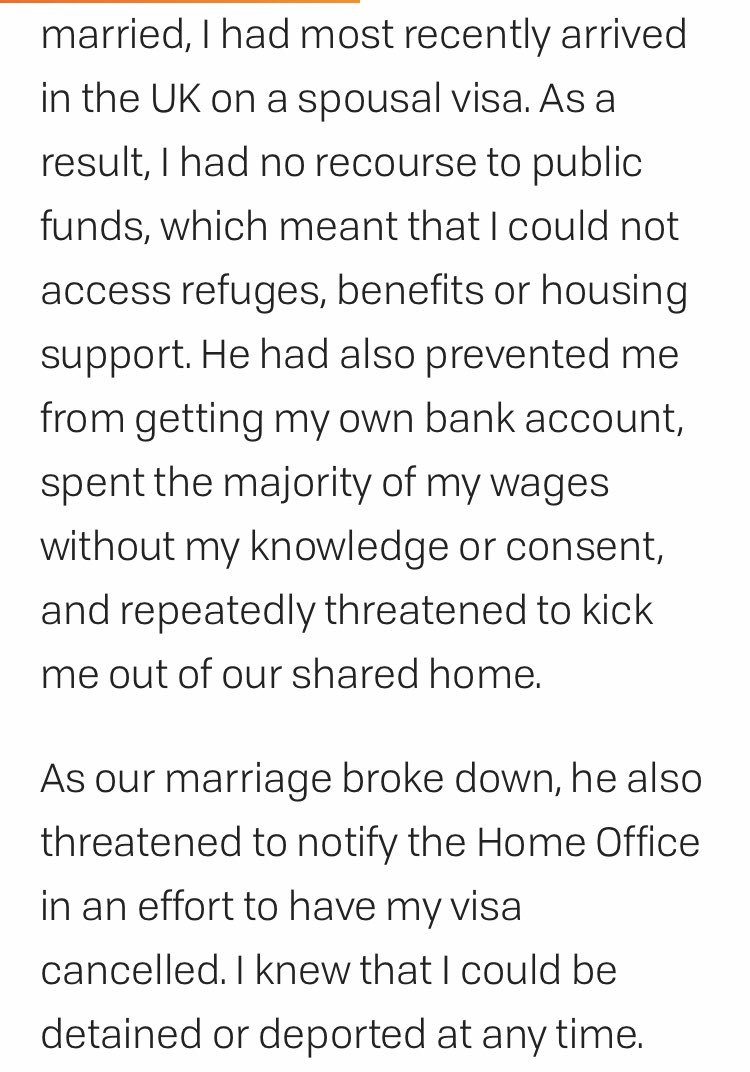 This paragraph so clearly & horribly encapsulates how the hostile environment traps women in domestic abuse - part of a first hand account for @freemovementlaw on why the Lords must act now to protect migrant survivors of domestic abuse #StepUpMigrantWomen freemovement.org.uk/house-of-lords…