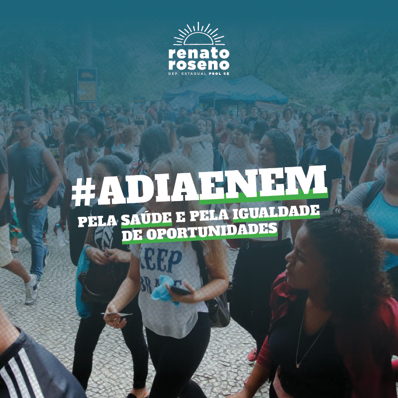 renatoroseno's tweet photo. #AdiaEnem pela saúde! Sem vacina, sem aulas, com aumento dos casos e à beira dos 200 mil mortos por Covid-19 no Brasil, o Governo finge normalidade e vai manter as provas do Enem ainda este mês. Estamos falando de 5,7 milhões de estudantes em condições muito desiguais. https://t.co/y0u1Xg4ax0
