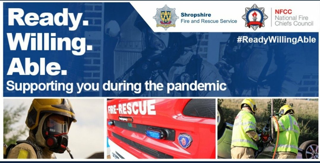 Following the Prime Minister's announcement this evening, the country is now in #lockdown. @shropsfire recognises the distress and upset this may cause. We stand #ReadyWillingAble to support our Communities. #StayHome  #protecttheNHS #SaveLives @NFCC_FireChiefs