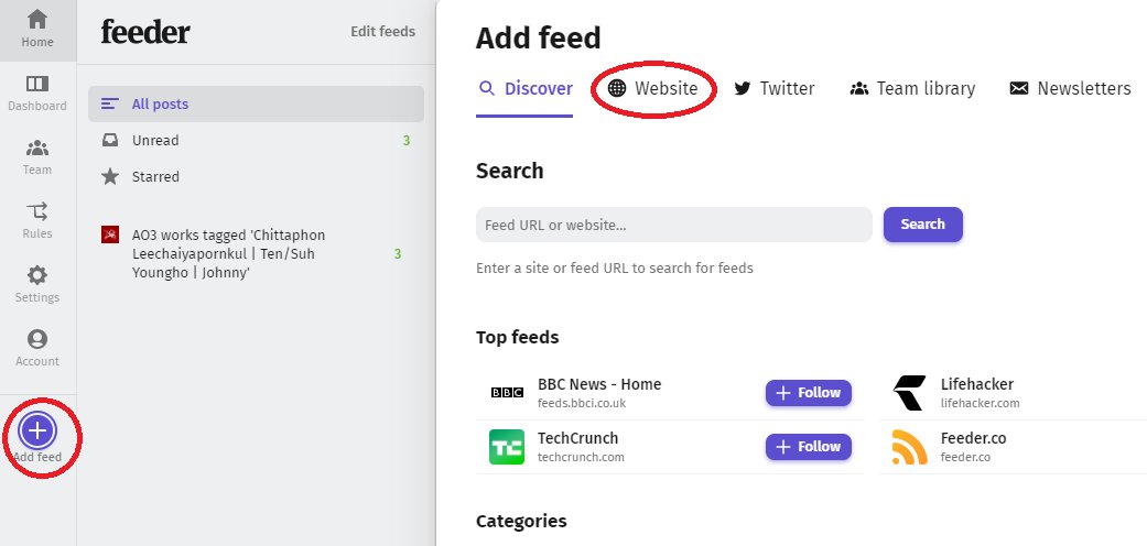 it's free, has its own android & ios apps + a browser version + zero ads, so i recommend using it. you need to make your own acc there (it'll be available from all your devices). then just click the "add feed" button and go to the "website" tab where you can post a URL
