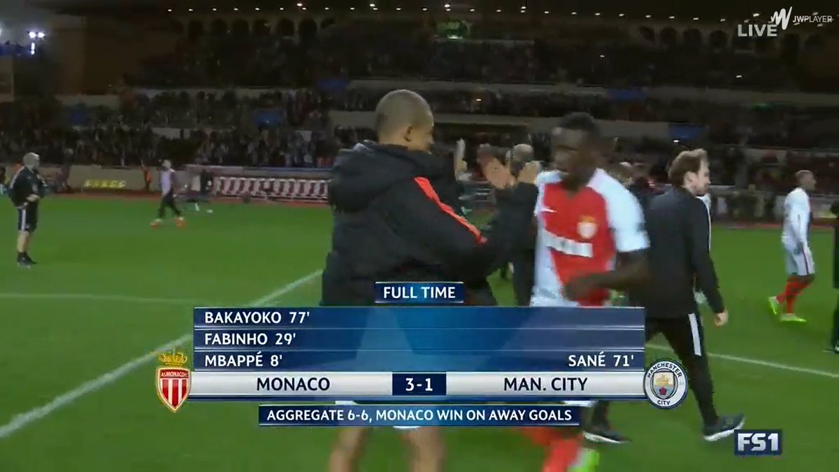 Terrible image de Guardiola qui veut serrer la main de Jardim qui exulte devant lui. On ne retiendra pas de ce match le peu d'occasions mais la belle histoire de cette équipe qui montrait une parfaite alchimie entre jeunes et vétérans, on a vu l'éclosion de Mbappé et de bien