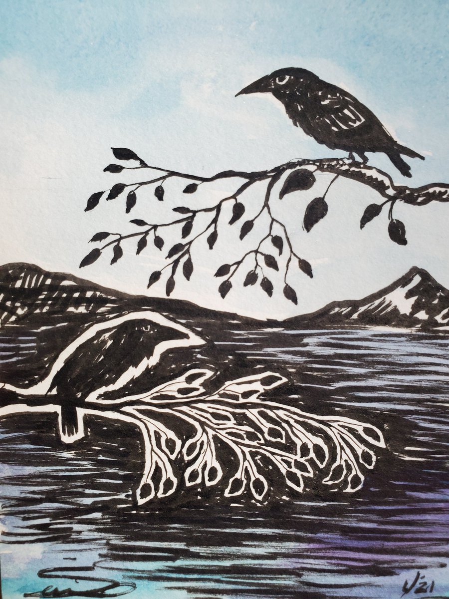BethSeilonen's tweet photo. First painting of 2021 <crows> and last painting of 2020. https://t.co/MKBW2aS3GN