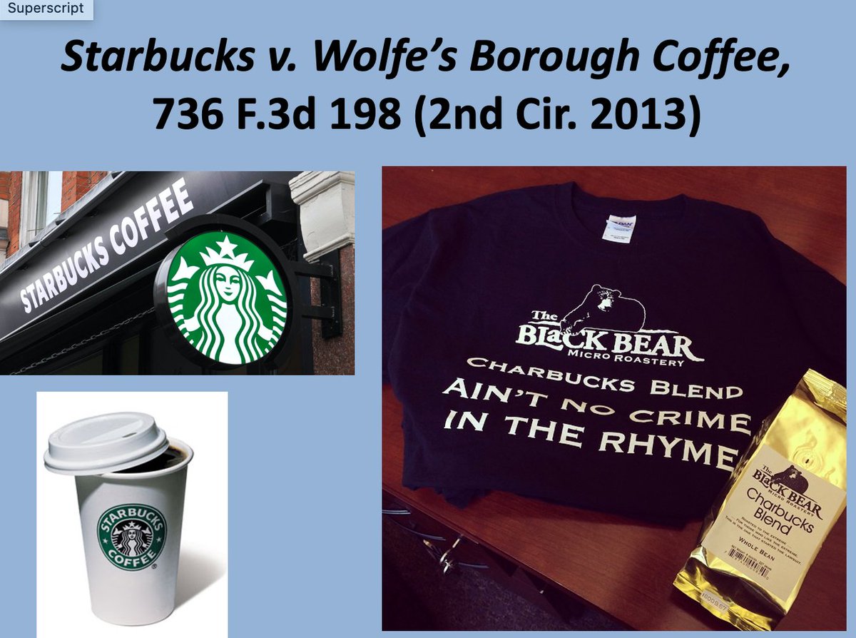 2. to illustrate the case or issue we're discussing--often crucial in cases about trademark & trade dress registrability, functionality, infringement, dilution, etc.