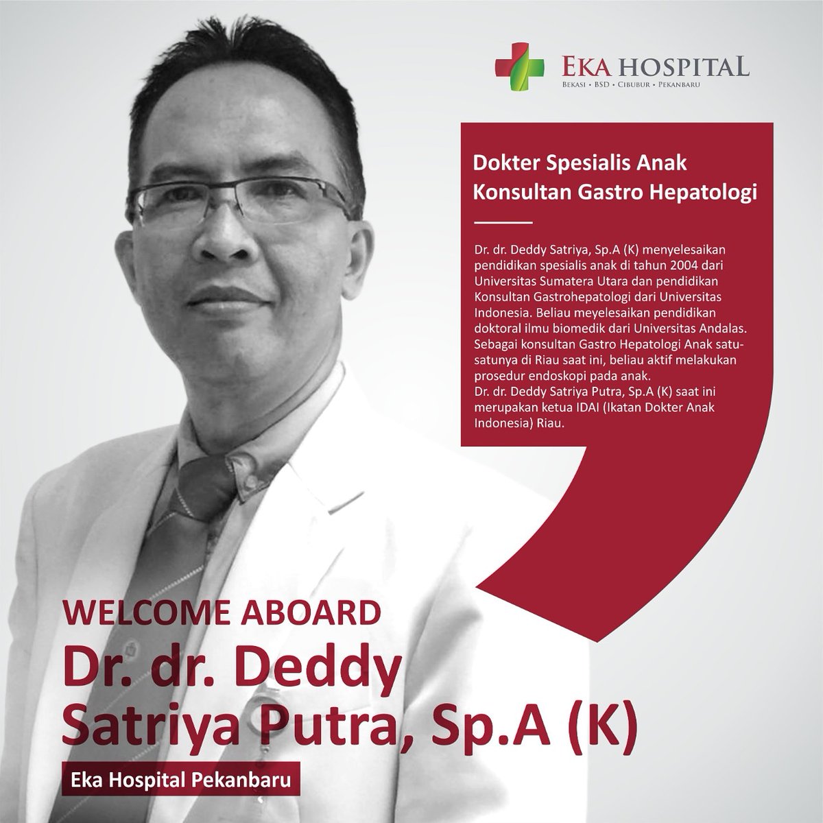 Eka Hospital Twitterren Ingin Berkonsultasi Dengan Dr Dr Deddy Satriya Putra Sp A K Segera Daftarkan Diri Anda Di Eka Hospital Pekanbaru Ekahospital Committedtoexcellence Pekanbaru Spesialisanak Gastrohepatologi Konsultananak Konsultan