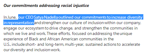 3/5 And they plan on continuing their commitment to diversity and "racial injustice."This is just code for being anti-white.
