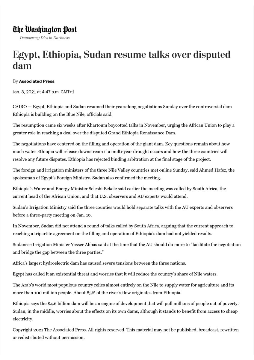 Egypt, Ethiopia, Sudan resume talks over disputed dam washingtonpost.com/world/middle_e…