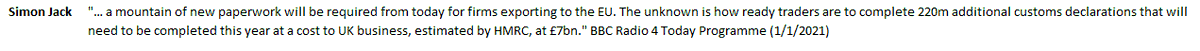 15/ That lack of reaction is telling, as, on the first day of 2021, Jack carries on banging the £7bn customs declaration cost drum as if Veitch hadn't said anything to him four days earlier