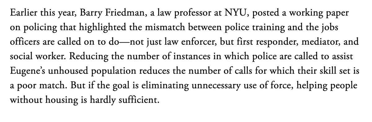 What is our 911 system for? The narrow answer is 1) fires 2) medical problems [Fire] and 3) crimes in progress [Police]. The police end of that system gets a lot of calls that aren’t so clear cut, part of what leads to a “skills mismatch” that many others have written about: 6/n