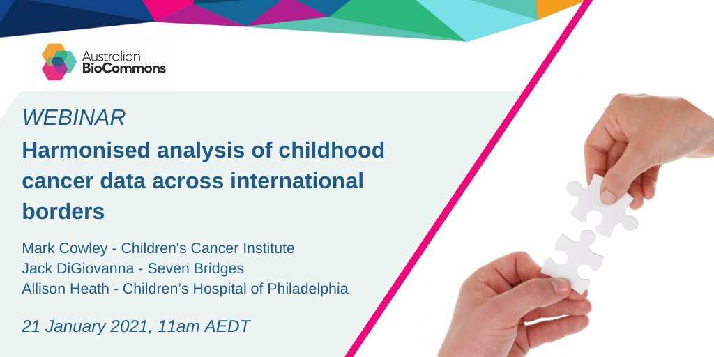 Australian BioCommons (@ausbiocommons) on Twitter photo Global collaboration can help us tackle kids cancer
Join us to hear how @AusBioCommons, <a href="/ARDC_AU/">Australian Research Data Commons (ARDC)</a>, <a href="/SevenBridges/">Seven Bridges</a>, <a href="/KidsCancerInst/">Childrens Cancer Institute</a>, & <a href="/kidsfirstDRC/">Gabriella Miller Kids First Data Resource Center</a> have worked together to unite workflows and analysis tools across AUS and US data sets
21 Jan 2021 11am AEDT
biocommons.org.au/childhood-canc… Global collaboration can help us tackle kids cancer
Join us to hear how @AusBioCommons, <a href="/ARDC_AU/">Australian Research Data Commons (ARDC)</a>, <a href="/SevenBridges/">Seven Bridges</a>, <a href="/KidsCancerInst/">Childrens Cancer Institute</a>, & <a href="/kidsfirstDRC/">Gabriella Miller Kids First Data Resource Center</a> have worked together to unite workflows and analysis tools across AUS and US data sets
21 Jan 2021 11am AEDT
biocommons.org.au/childhood-canc…