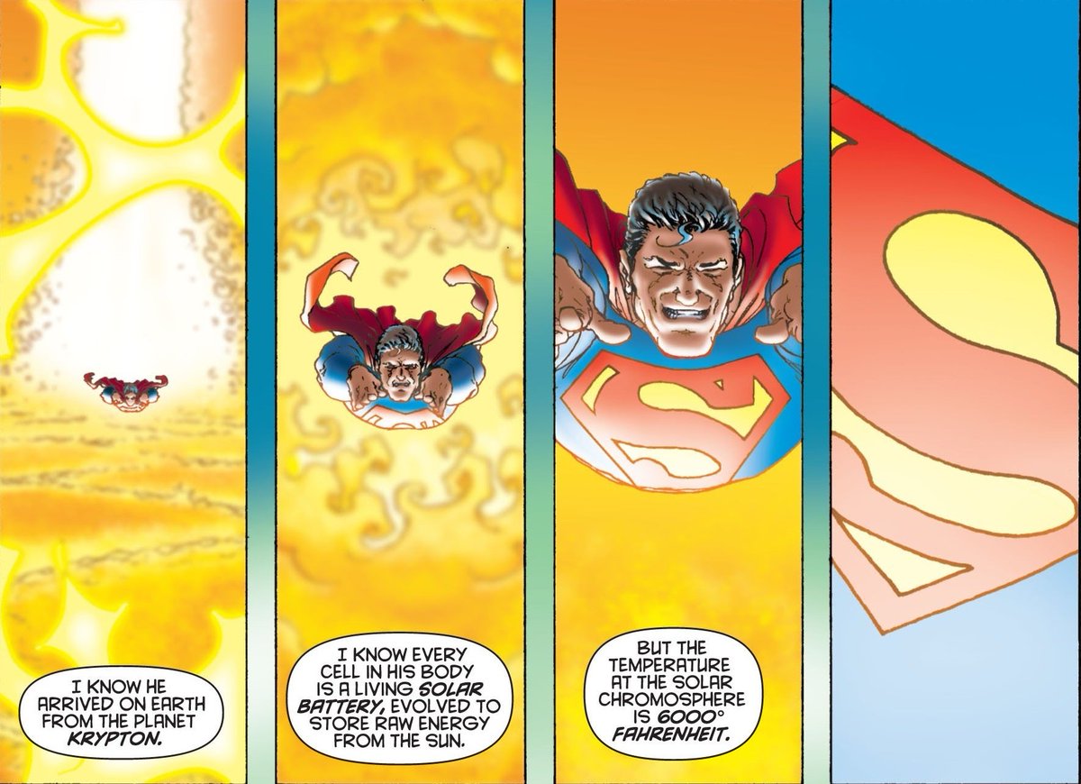 Also, love the contrast between the Clark's image in the double spread with these four panels. The details of his face scrunching because of the strain he's going through to arrive as fast as possible to the shuttle is great.