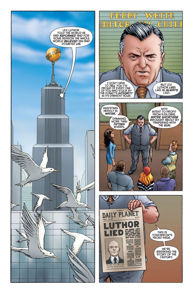 Grant Morrison is one of the best Perry White writers out there. Perry keeping tabs on Luthor to make sure the Planet would be able to bring him down when he shows his true colors is great.