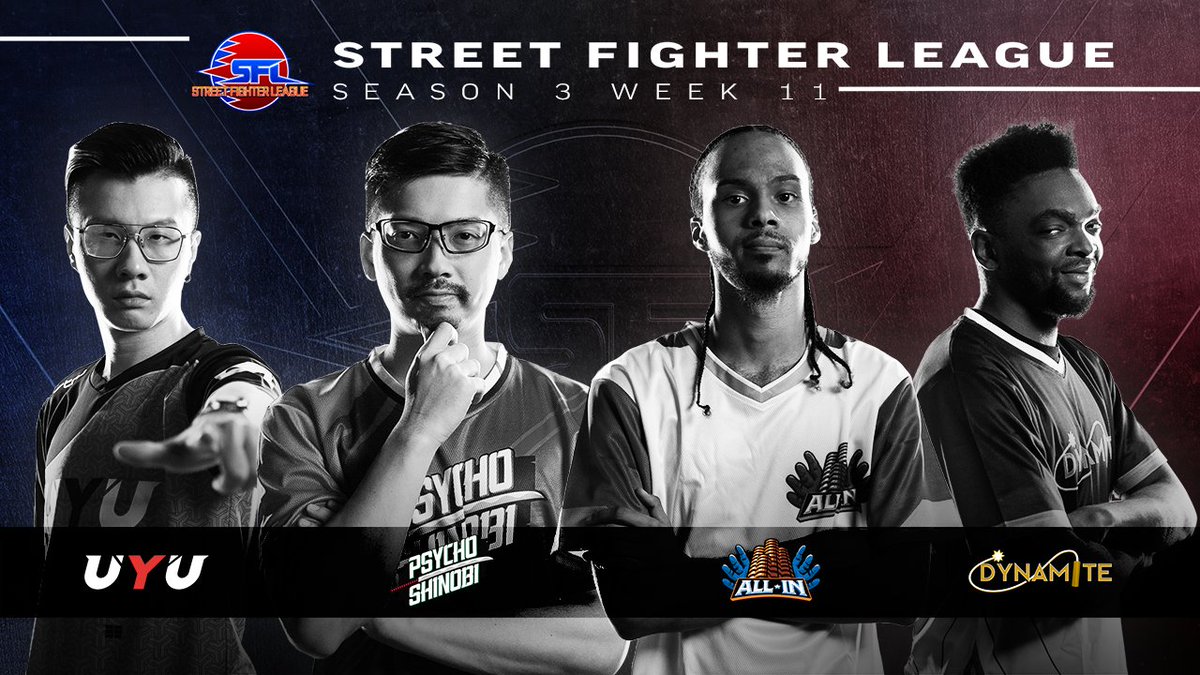 CapcomFighters's tweet image. Street Fighter League  returns from break this Thursday with week 11 of Season 3! 

Join us this week for:
• @UYU vs Dynamite
• Psycho Shinobi vs All In

Thursdays at 4PM PST
📺: Twitch.tv/CapcomFighters
▶️: youtu.be/XOOogoUMPQY
StreeetFighterLeague.com #SFL2020