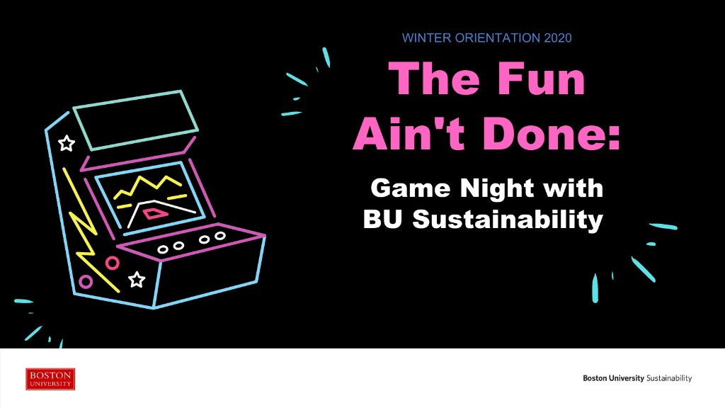 Boston University Sustainability (@sustainablebu) on Twitter photo Incoming Terriers, love games and sustainability? Join us for Game Night on Wed 1/6 at 10 am EST or Thurs 1/14 at 9 pm EST, to play sustainability-related games, learn about <a href="/sustainableBU/">Boston University Sustainability</a>, and connect with <a href="/BU_Tweets/">Boston University</a> students. <a href="/BUorientation/">BU Orientation</a>
Register at spr.ly/6017H3BXB Incoming Terriers, love games and sustainability? Join us for Game Night on Wed 1/6 at 10 am EST or Thurs 1/14 at 9 pm EST, to play sustainability-related games, learn about <a href="/sustainableBU/">Boston University Sustainability</a>, and connect with <a href="/BU_Tweets/">Boston University</a> students. <a href="/BUorientation/">BU Orientation</a>
Register at spr.ly/6017H3BXB